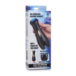 10X Vibrating Silicone Stroker - Black -Sexspielzeug Geschäft 10x vibrating silicone stroker black2