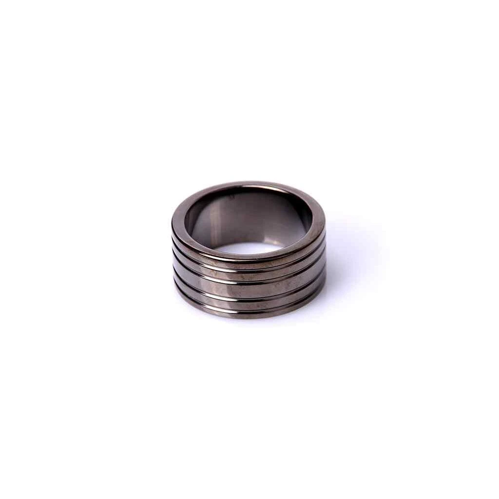 Black Steel Cockring Ribbed 45 Mm 3 Black Steel Cockring Ribbed 45 Mm
