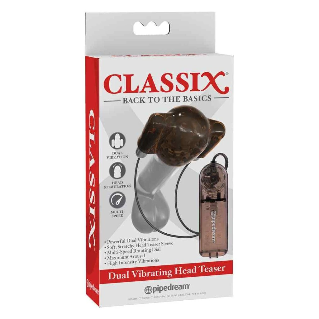 Classix Dual Vibrating Head Teaser Black 3 Classix Dual Vibrating Head Teaser Black