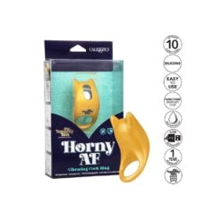 CalExotics Horny AF Vibrating Cock Ring Yellow -Sexspielzeug Geschäft horny af vibrating cock ring yellow8