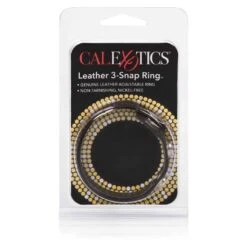 CalExotics Leather 3-Snap Ring Black -Sexspielzeug Geschäft leather 3 snap ring black2