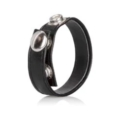 CalExotics Leather 3-Snap Ring Black -Sexspielzeug Geschäft leather 3 snap ring black4