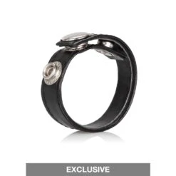 CalExotics Leather 3-Snap Ring Black -Sexspielzeug Geschäft leather 3 snap ring black7