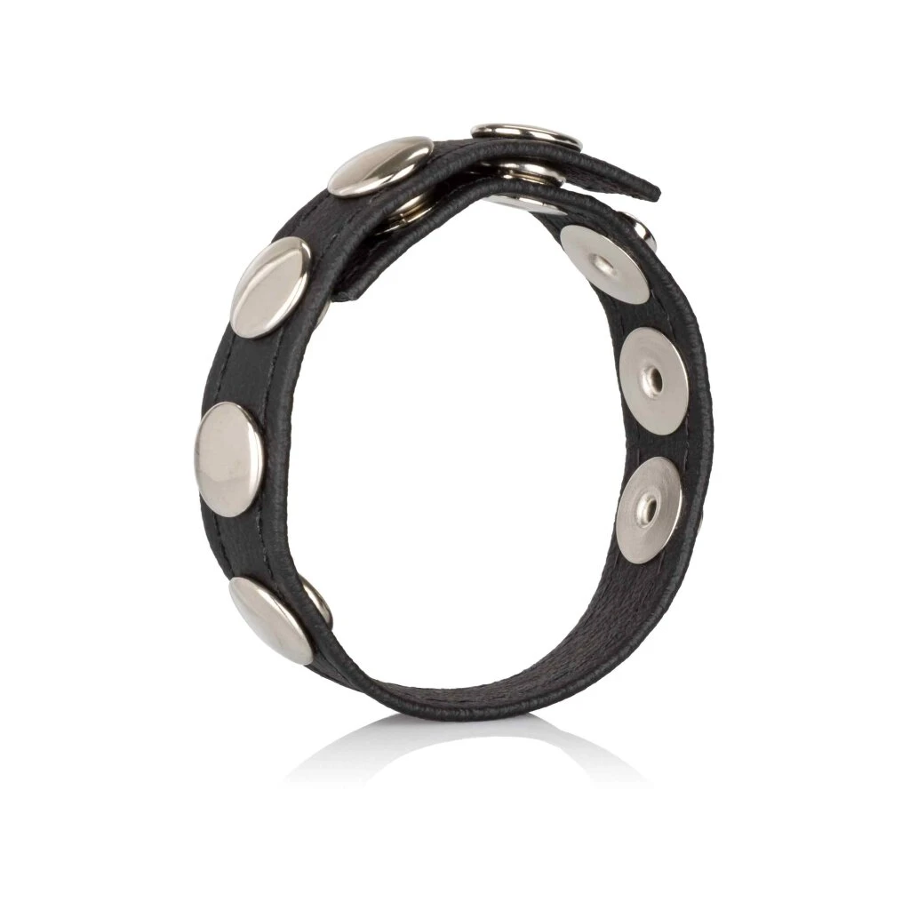 CalExotics Leather Multi-Snap Ring Black 3 CalExotics Leather Multi-Snap Ring Black
