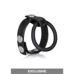 CalExotics Medium Leather Ball Spreader Black -Sexspielzeug Geschäft medium leather ball spreader black4