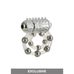 CalExotics Ring 10 Stroke Beads Vibrating Transparent -Sexspielzeug Geschäft ring 10 stroke beads vibrating transparent3