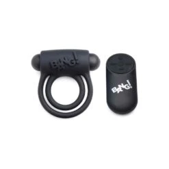 Silicone Cock Ring &amp; Bullet With Remote Control - Black