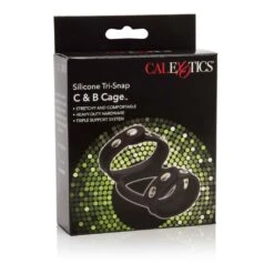 CalExotics Silicone Tri-Snap C &amp; B Cage Black -Sexspielzeug Geschäft silicone tri snap c b cage black2