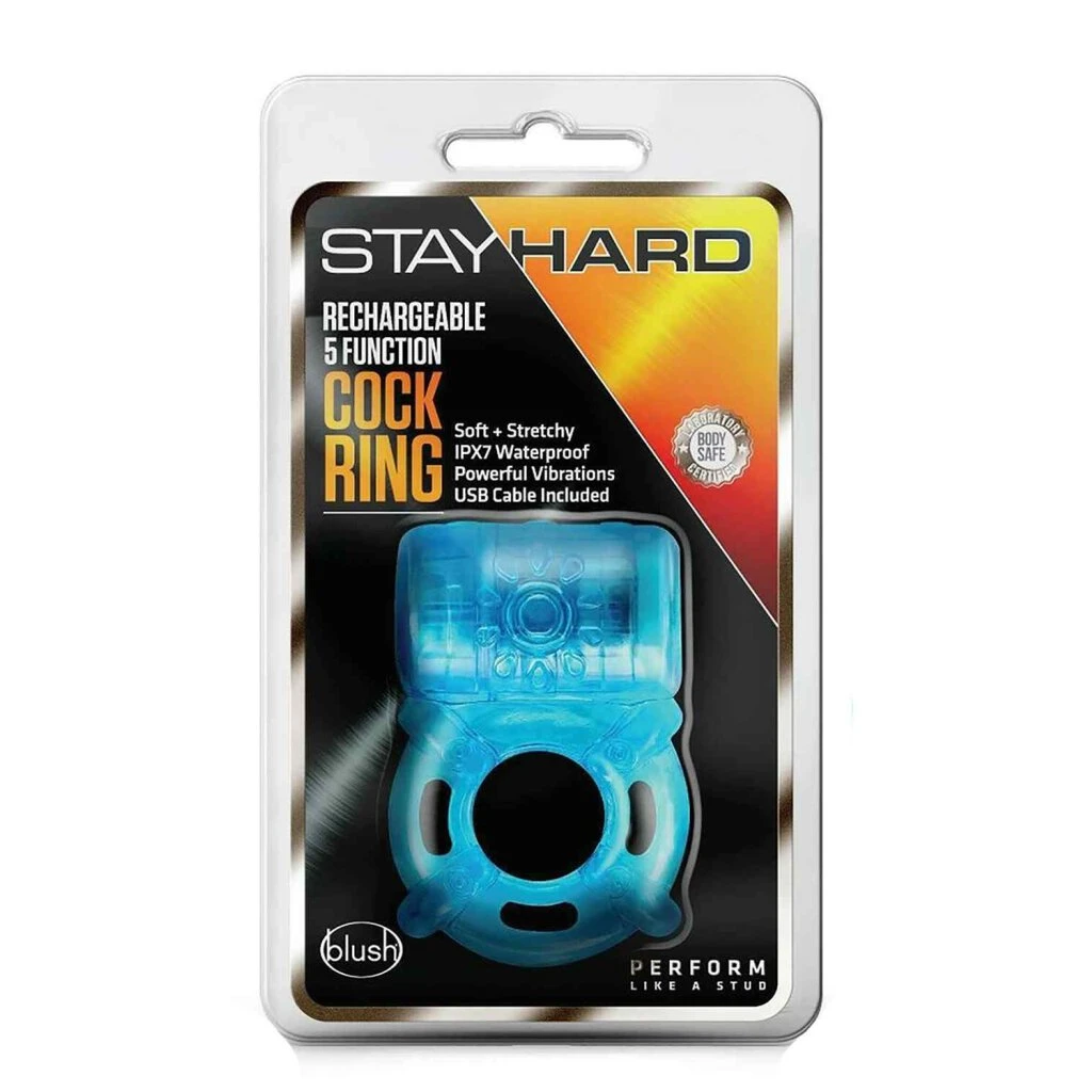 Blush Stay Hard 5 Function Cock Ring Blue 3 Blush Stay Hard 5 Function Cock Ring Blue